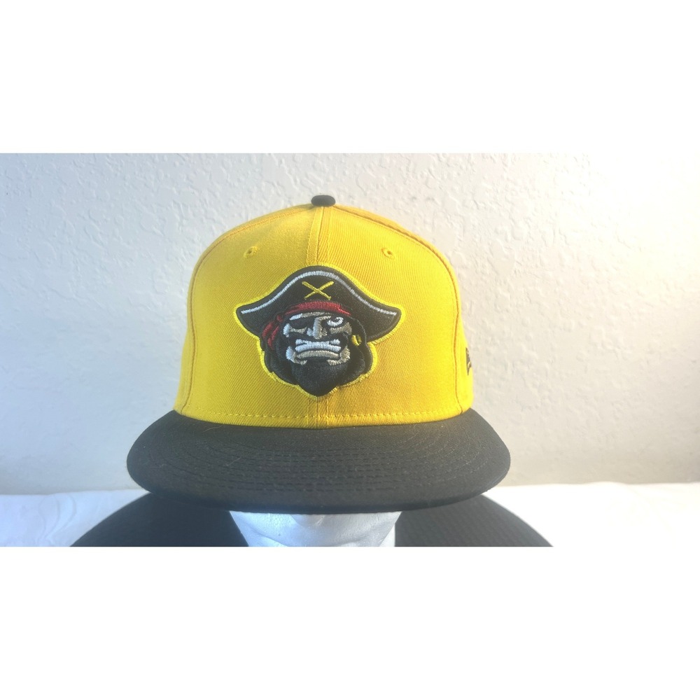 New Era 59FIFTY Pittsburgh Pirates Fitted Hat 7 1/2 Yellow Black Jolly Roger